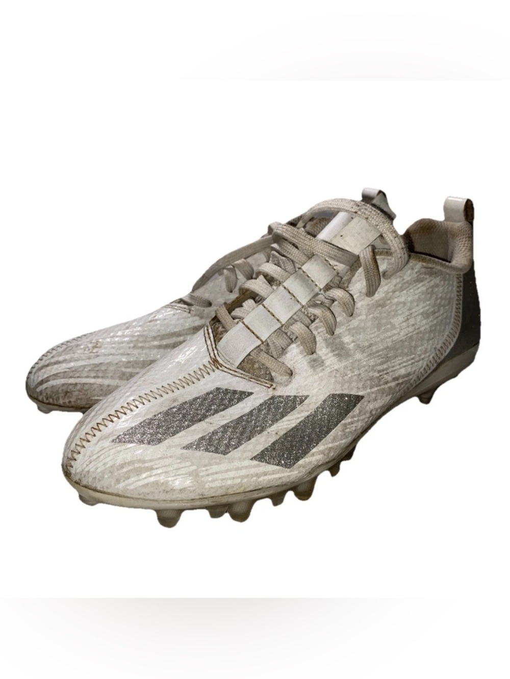 GOOD Adidas Adizero Football Cleats Men’s 6 White Silver Athletic Shoes Low Top
